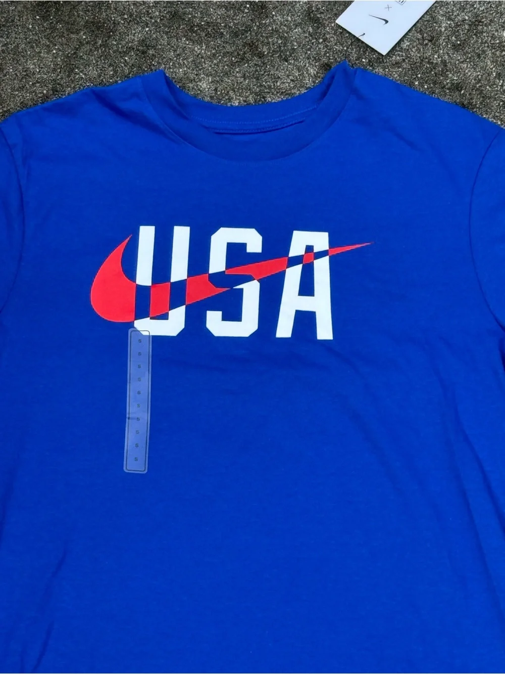 Nike Blue USA Graphic Short-Sleeve Tee with Red Swoosh
